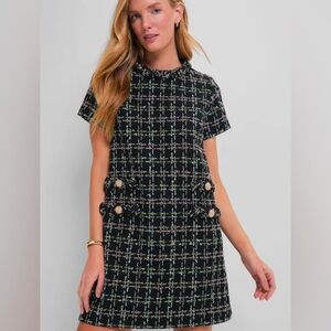 Tuckernuck Short Sleeve Jackie Tinsel Holly Tweed Dress size small
